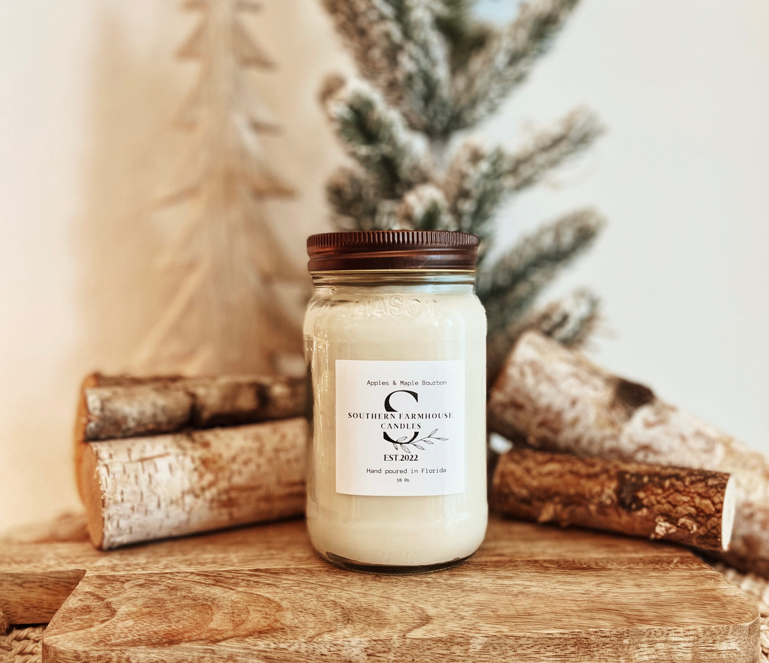 Adorable 16 oz mason jar candle for sale at Southern Farmhouse Candles.